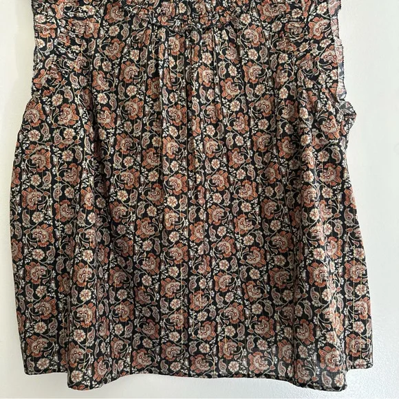 Boden Ruched Detail Metallic Thread Paisley Print Blouse Top Women’s Size 14 US - Picture 9 of 11